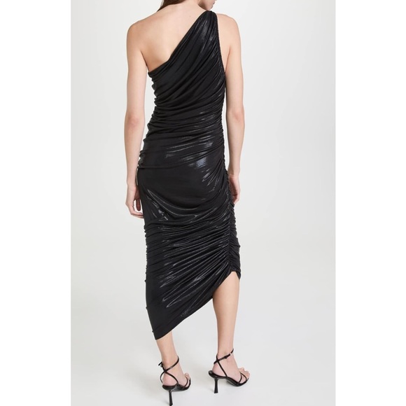 NWT Black Norma Kamali Women’s Diana Gown long midi ruched dress. Size: Small - Picture 3 of 12